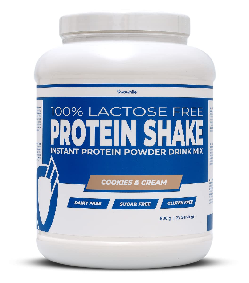 100% Egg Protein Shake Lactose Free/Gluten Free/Sugar Free - Proteine in Polvere Isolate dell'Uovo Istantanea (Cookies & Cream, 800 g)