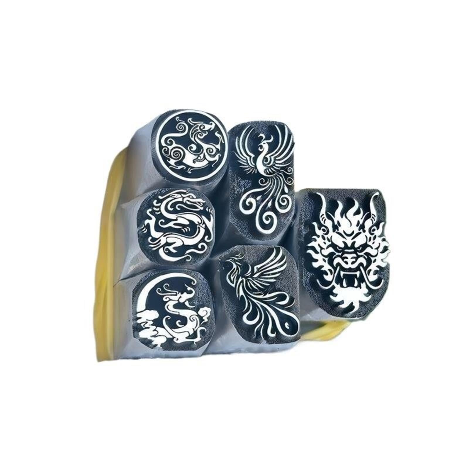 Timbre en Acier De Mots Chanceux Loong Phoenix Style Chinois