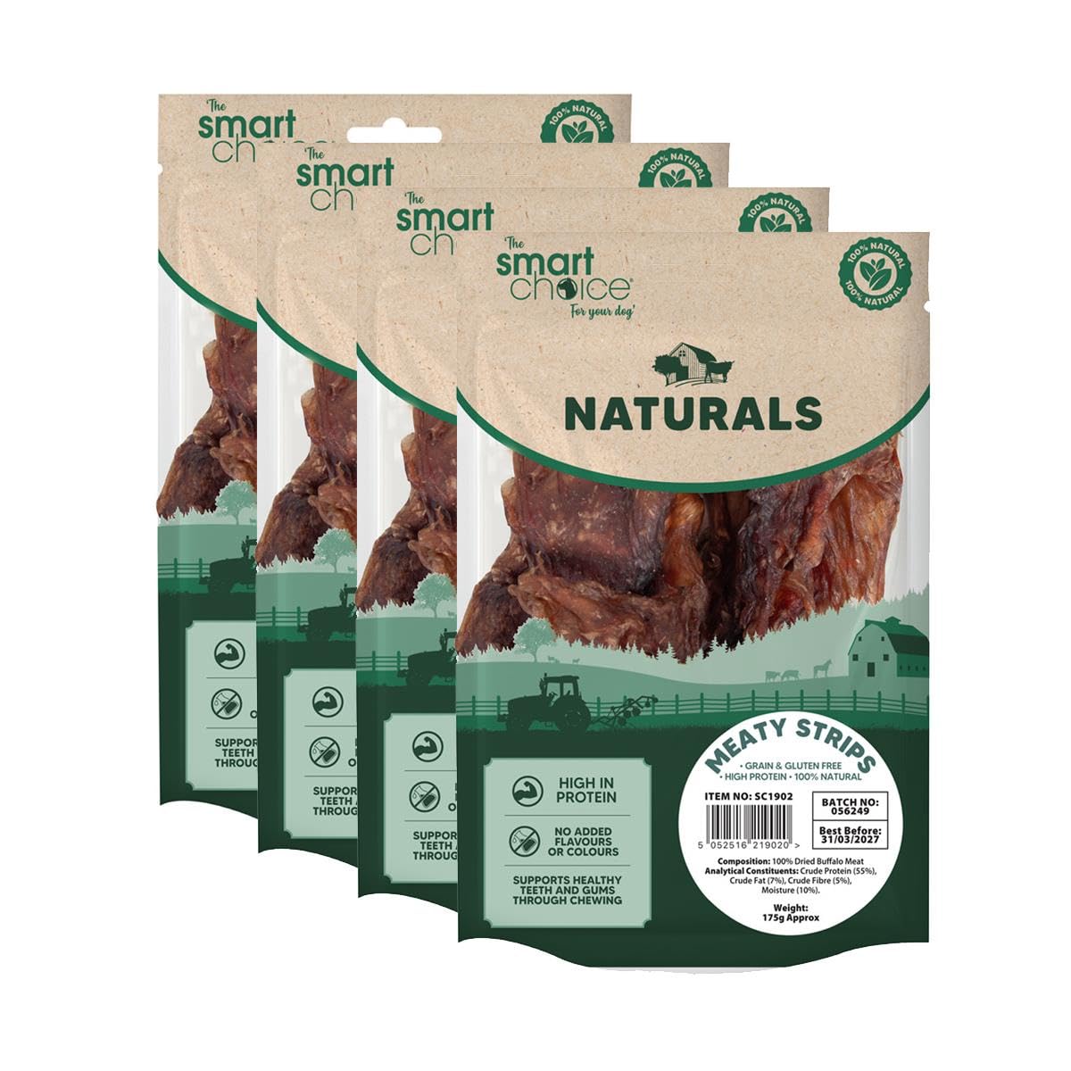 700g Meaty Strip Chew Treats - Pet Dog Puppy Natural Snack High Protein Grain & Gluten Free Reward For Good Behaviour - Promotes Dental Hygiene Supports Healthy Teeth & Gums
