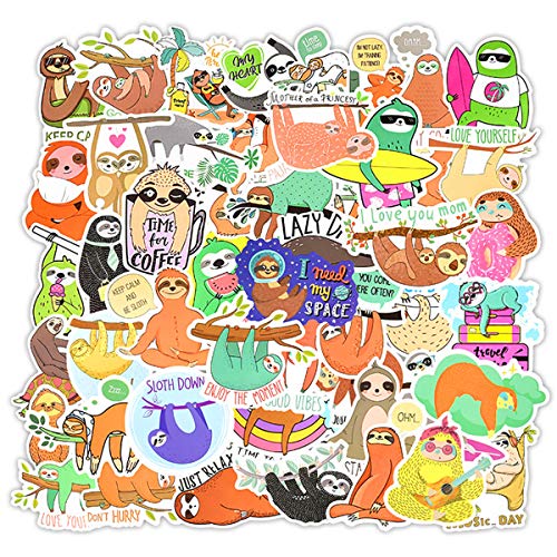 Sloth Stickers Vinyl Waterproof Stickers for Laptop,Bumper,Water Bottles,Computer,Phone Car Stickers and Decals,Teens for Adults and car Stickers for Women(Sloth 50PCS)