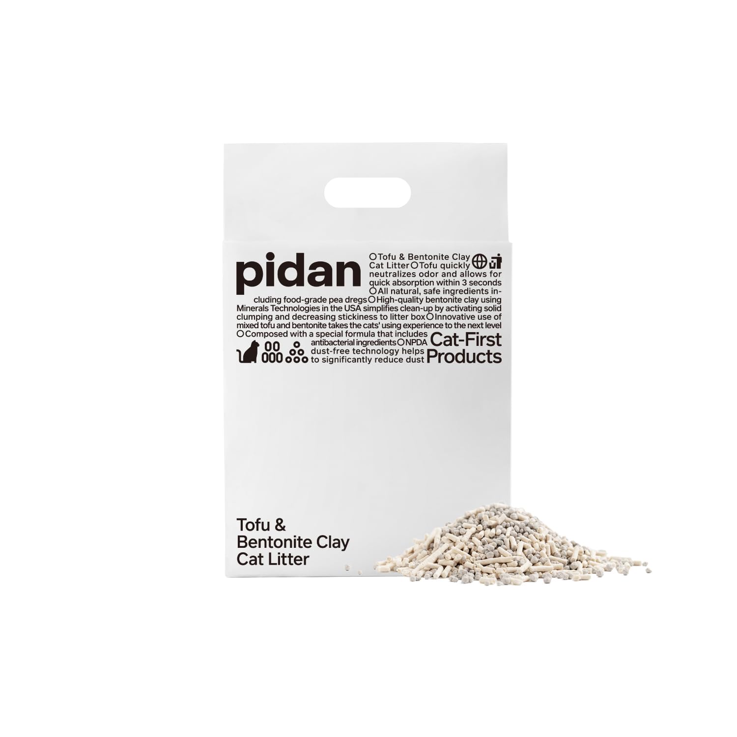 pidan Mix Cat Litter,Tofu Cat Litter with Bentonite,Absorbent and Fast Drying,Flushable Tofu Litter,Selected Quality Pea Dregs,5-Fold Water Absorption