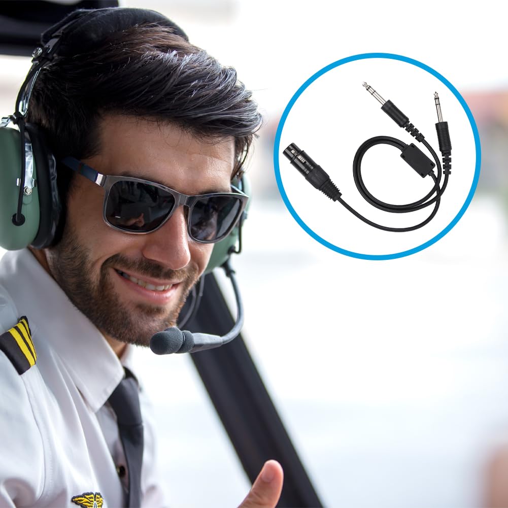 Joyzan Adattatore Per Cuffia Aviazione, Cavo Adattatori Cuffie Aeronautiche | Audio Aerei U 174 Aeronautica Portatile Elicotteri a Doppio Spinotto Generale XLR a GA Doppia Spina 5 Pin Plug And Play