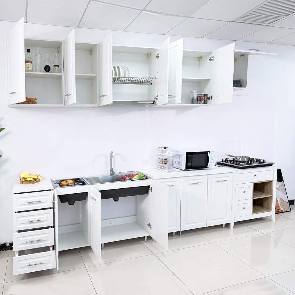 Shally Dogan Pensile da Cucina a Parete Design Boiserie, Armadio Sospeso in Legno con Doppia Anta, 1 Ripiano e 2 Scomparti, Armadietto a Muro Spazioso Resistente, 80 x 32 x 72H cm (Bianco)