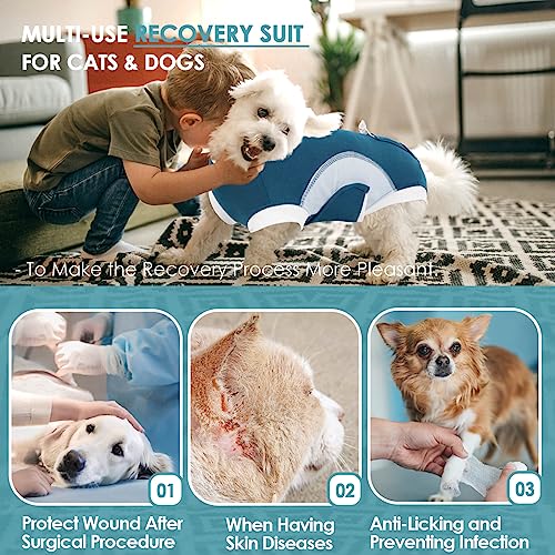 Image of AOFITEE Dog Surgery Recovery Suit, Dog Onesie for Surgery, Soft Cotton Dog Recovery Suit with Zipper & Pee Hole, Substitute E-Collar & Cone, Surgery Recovery Shirt for Female Dogs Cats Spayed