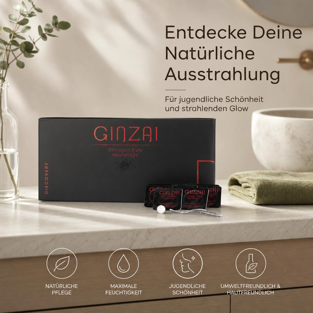 Collagen Balls - 8 Kollagen Pflegeperlen mit Ginseng, Hyaluronsäure für Anti-Aging & Gesichtspflege, Feuchtigkeitsspendend, Koreanische Kosmetik