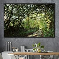 Framed Canvas Wall Art Rustic Woods Brown Dark Dramatic Forest Group Nature Photography Realism - 16x24 inches