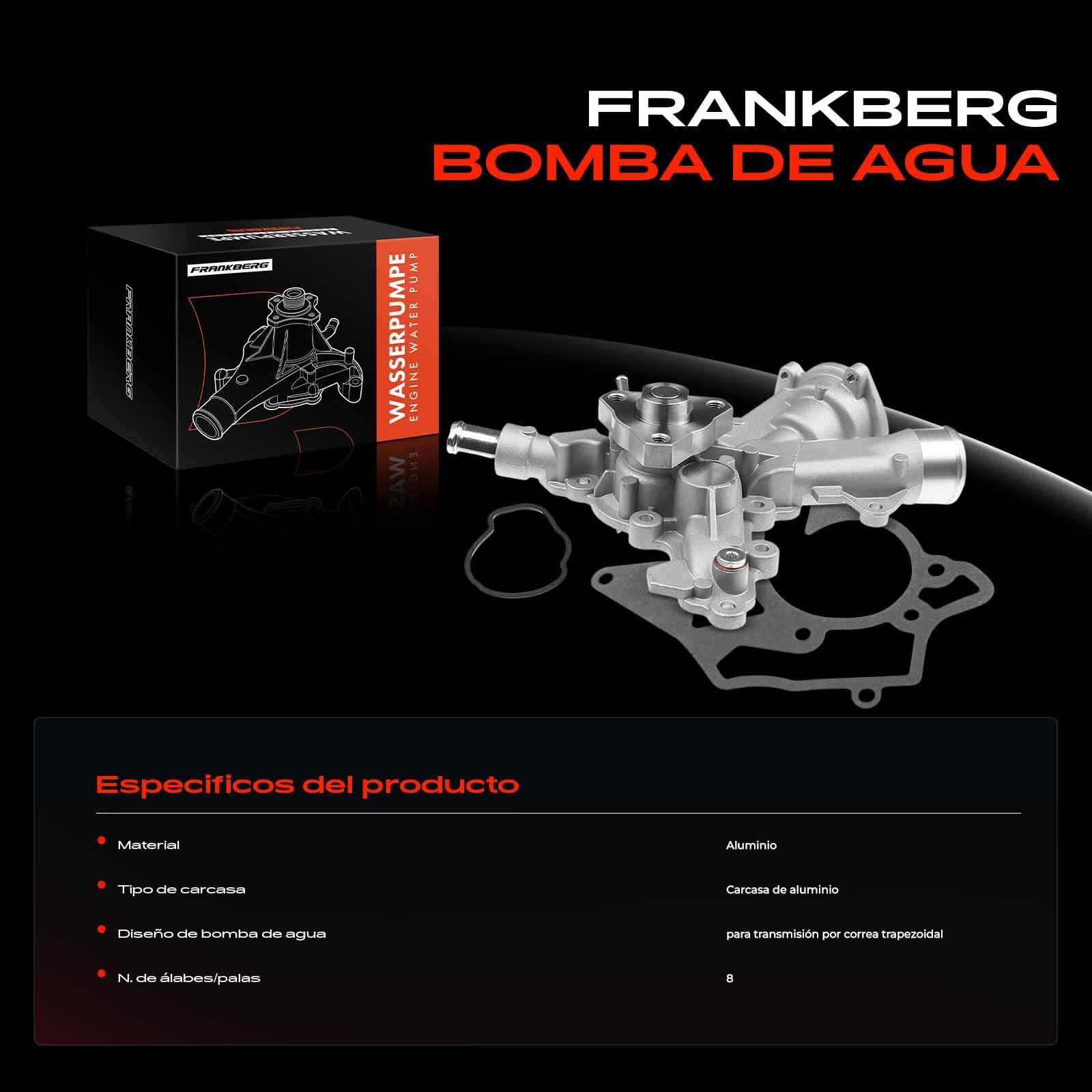 Frankberg Bomba de agua con junta 1334145 | Compatible con: Tour combinado, Corsa D S07, Meriva MK I X03, Caravana clásica Astra G F35, Astra H CC L08