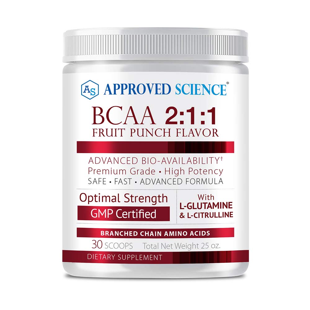Approved Science® BCAA Powder - 2:1:1 BCAA Ratio - 3500 mg L-Leucine - Fruit Punch Flavor - 25 Ounce