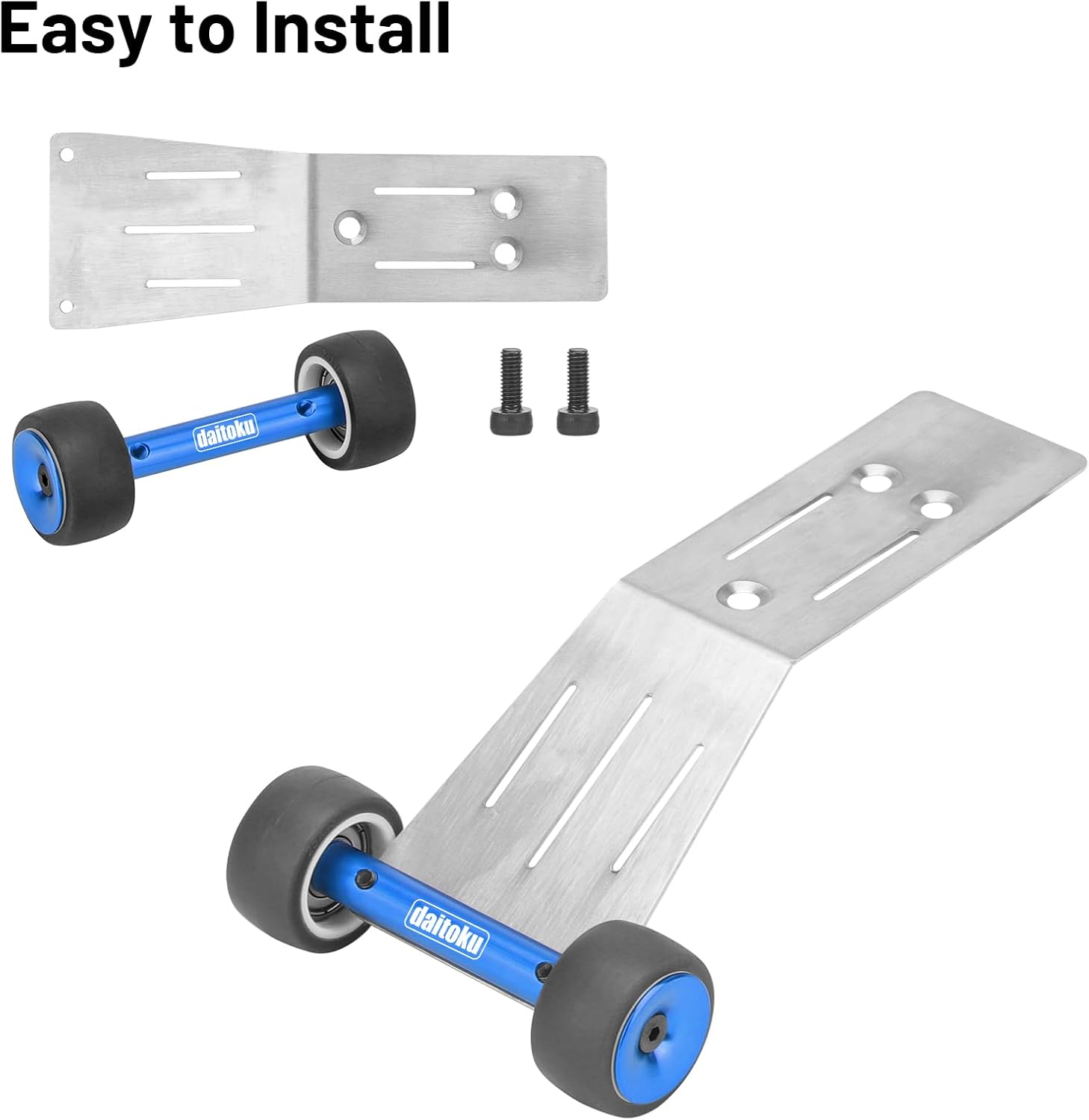daitoku RC Wheelie Bar Aluminum Tail Wheel Hop Ups Upgrade Parts for Traxxas Mini-Maxx 4WD RTR 1/16 RC Car (#107154-1) - Blue