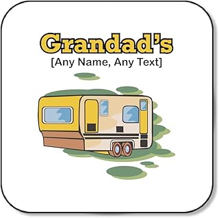 Campervan Motorhome Gifts - Personalised Campervan Camper Drink Coaster - Camping Travel Novelty Present. Great For Birthday Christmas Grandad Grandmum