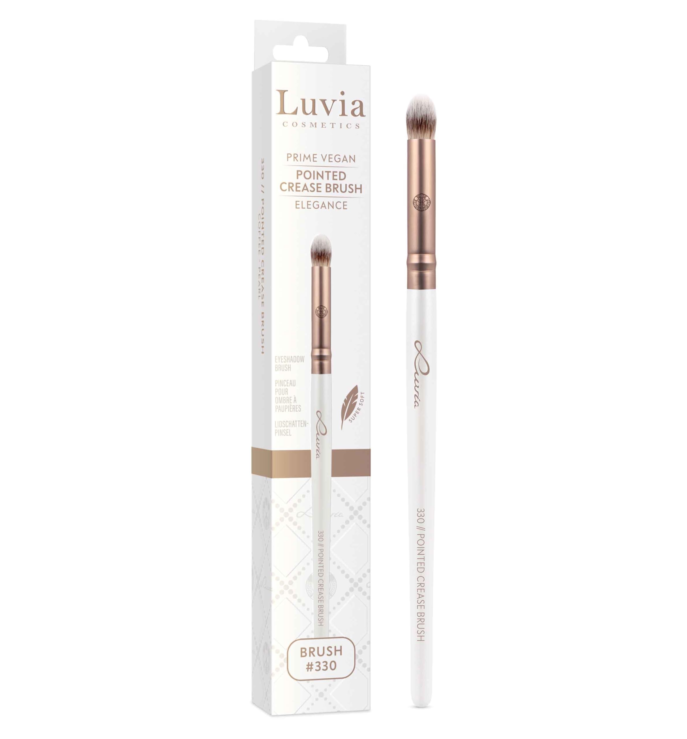 Luvia Cosmetics Pearl / Coffee Professioneller Make-Up Pinsel Luvia, Lidschatten Schminkpinsel, Runder Eyeshadow Pinsel, Augenpinsel, Veganer Kosmetikpinsel, 330 // Pointed Crease Brush - Elegance