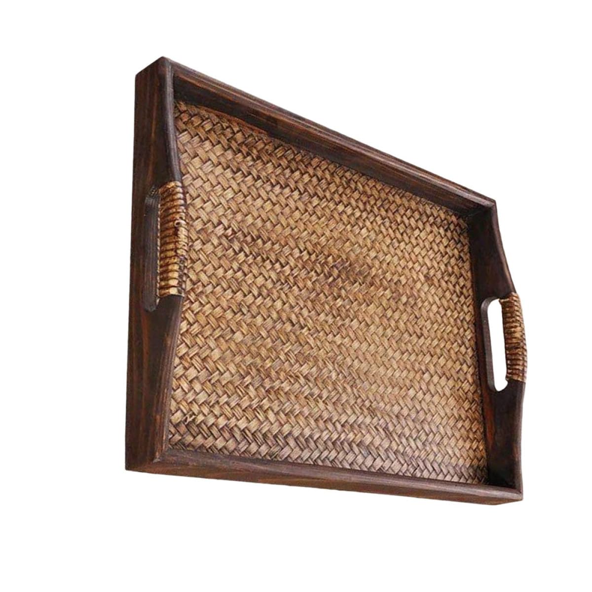 Brązowa taca do serwowania herbaty i owoców bez szorstkich krawędzi, idealna do domu i spa, elegancki naturalny design, idealna do rozrywki i dekoracji