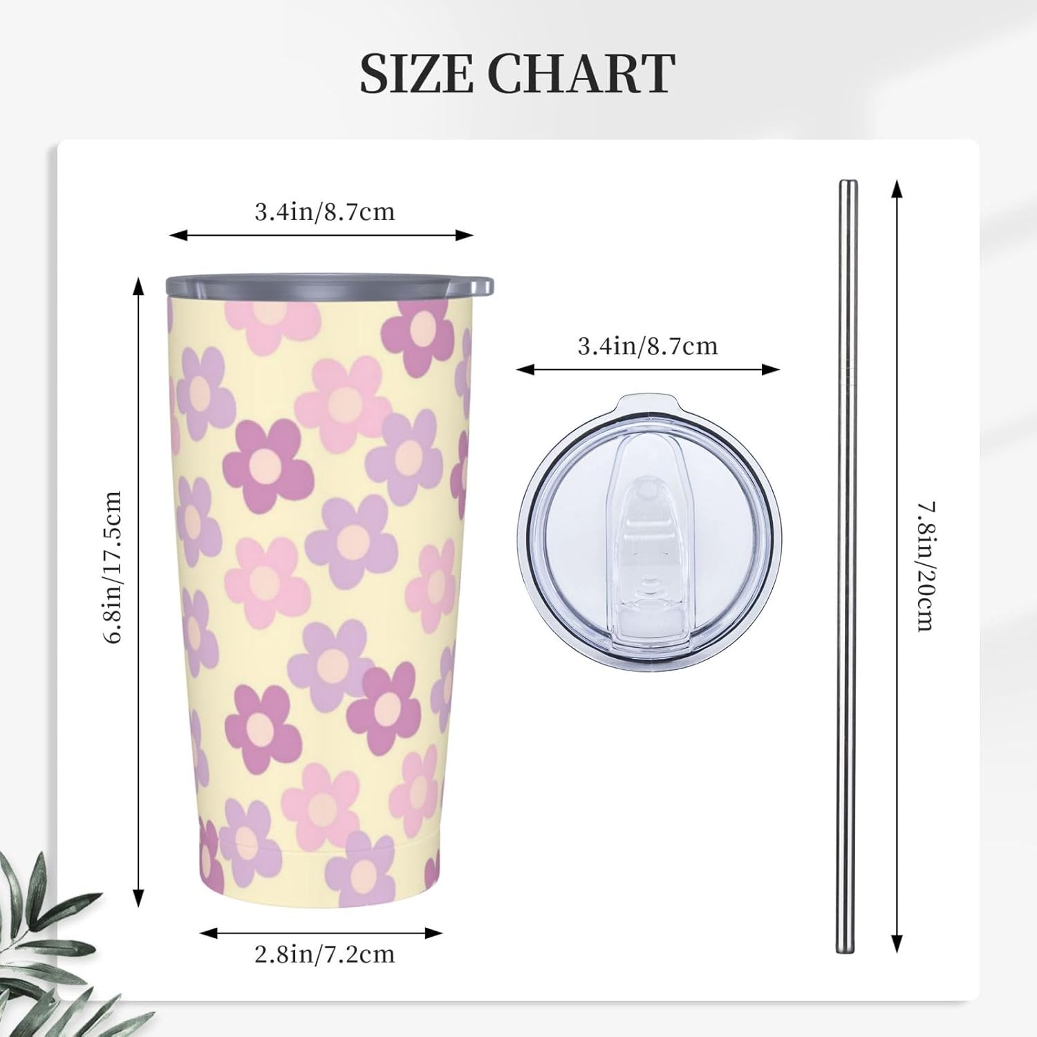 Daisy Flower 20oz Tumbler with Lid and Straw for Women, Retro Floral Aesthetic Insulated Mug Cartoon Purple Groovy Flowers Stainless Steel Tumbler Double Wall Vacuum Travel Mug Coffee Cup - Image 4