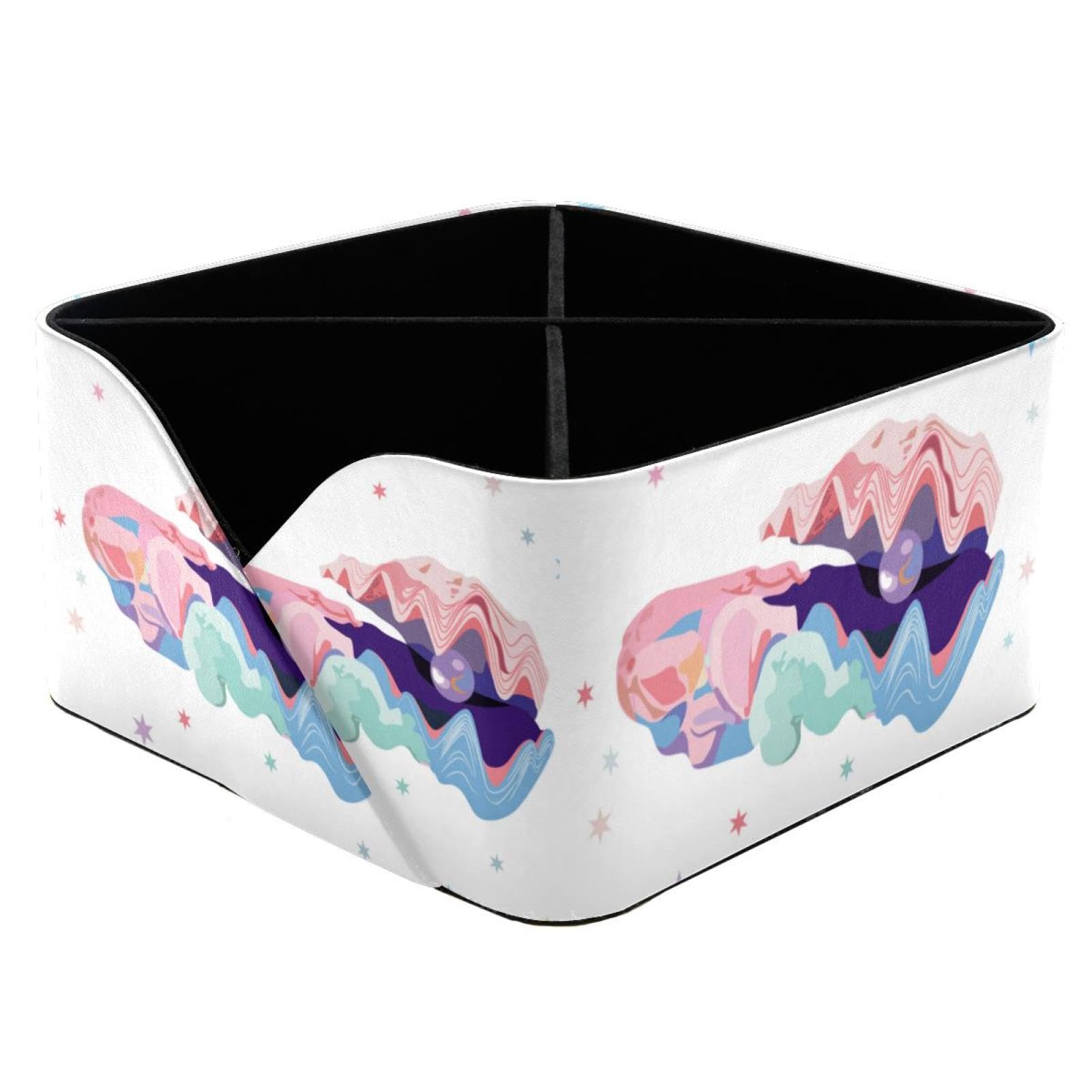 Porte-stylos rectangulaire motif coquillages pour bureau sans désordre
