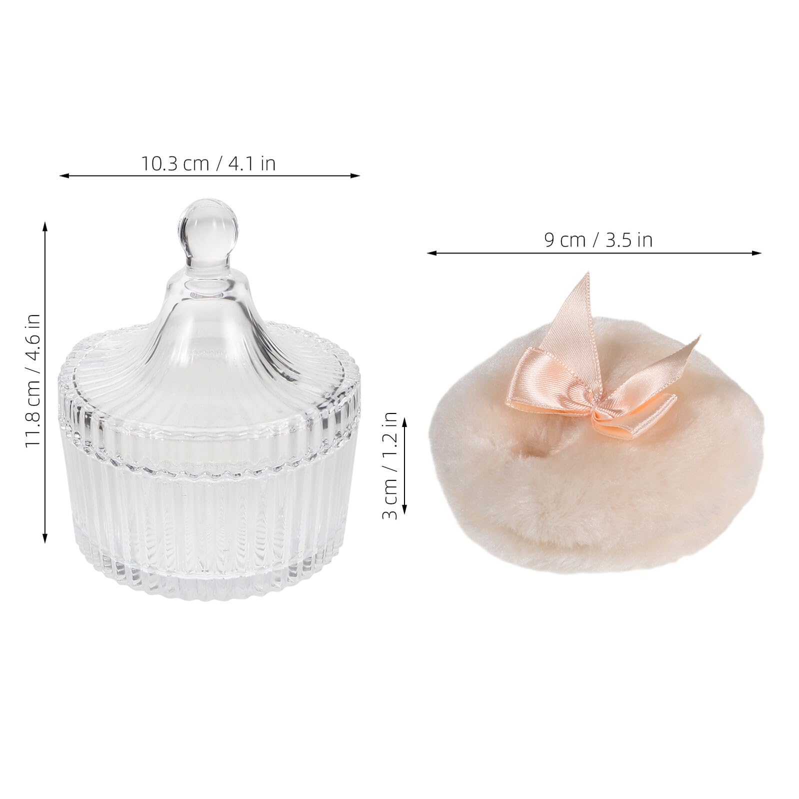 PRETYZOOM Puff Cipria per Fiocco Soffice Beige e Rosa Applicatori Trucco Wet Dry Contenitore in Vetro Trasparente per Conservazione Igienica