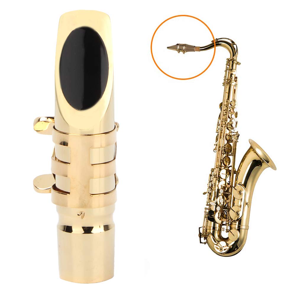 Boquilla de Saxofón, Boquilla de Saxofón de Latón Fácil de Instalar Boquilla de Saxofón Alto de Metal con Almohadillas Accesorio para Instrumentos Musicales Adecuado para Amantes