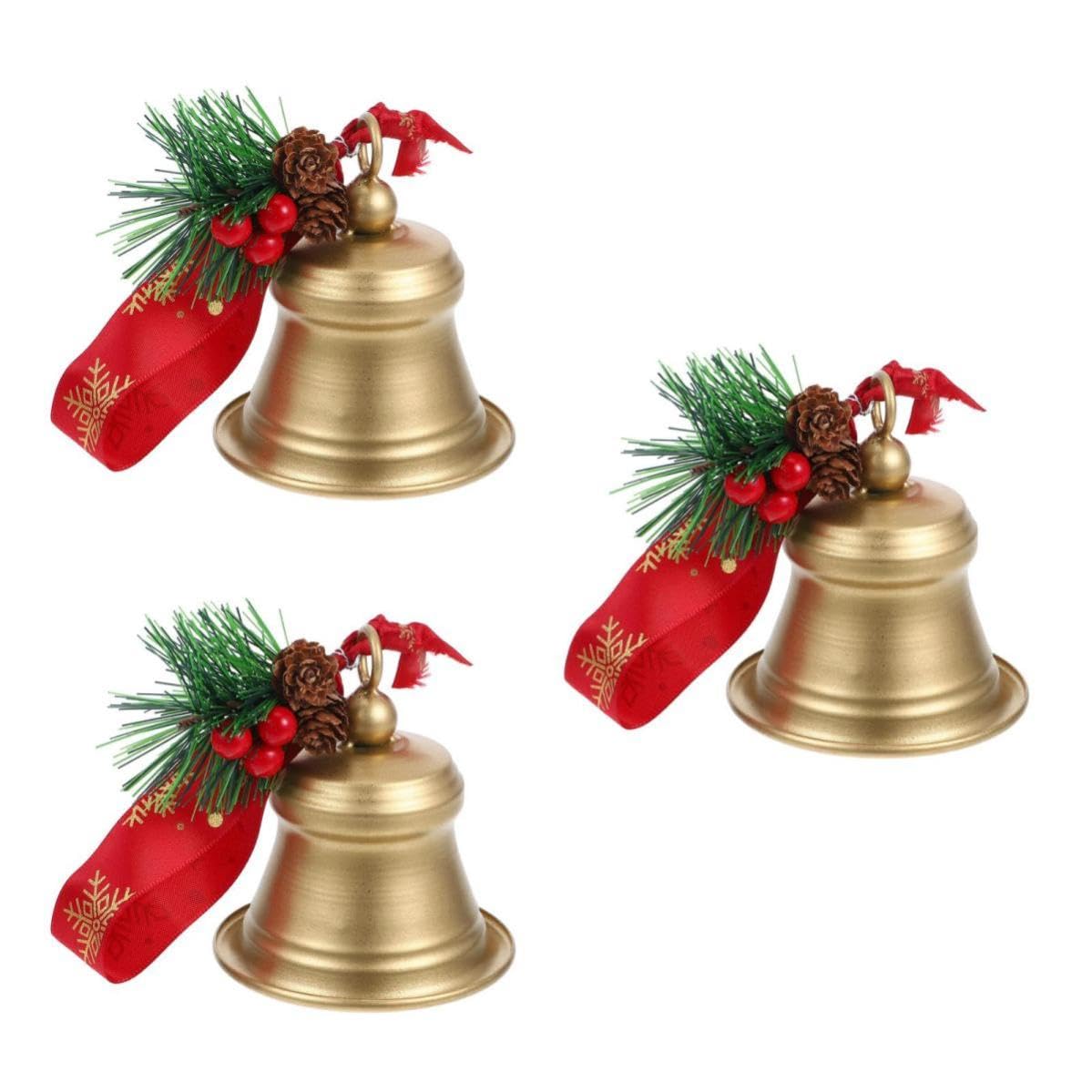 TOYANDONA 3 Piezas Campana Colgante Navideña de Metal Dorado, Estilo