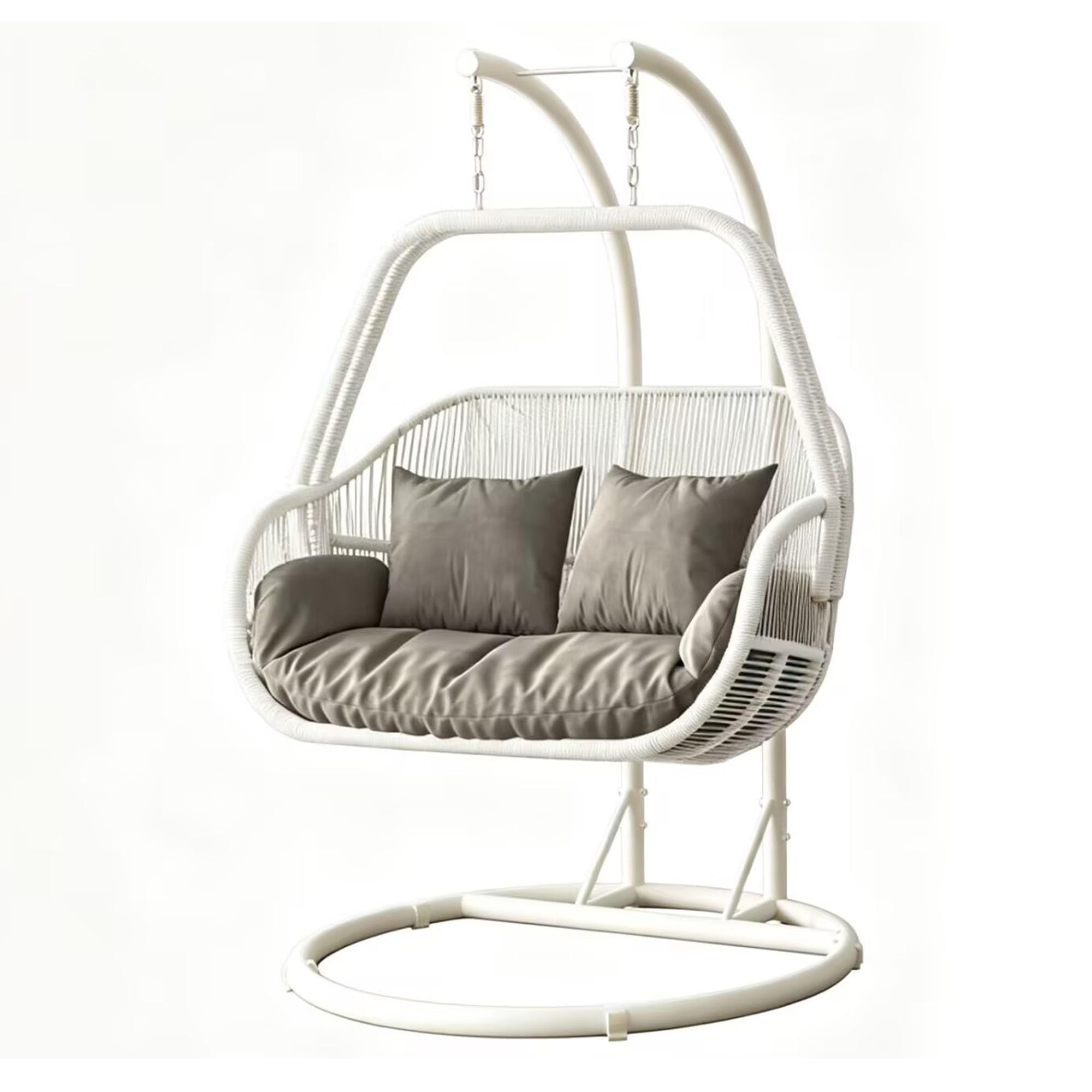 Swing Indoor Home Balcony Leisure Hanging Chair Outdoor Patio Hanging Basket Chair Terrace Rocking Chair Hammock Rocking Chair(Simple white)