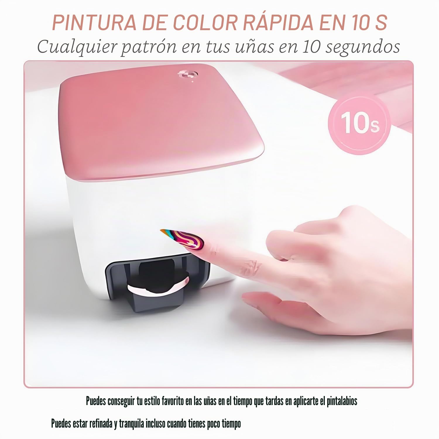 Impresora 3D para decoración de uñas, máquina de impresión de uñas DIY con control de aplicación, alta resolución de 4800 ppp, reconocimiento automático de forma de uñas y dibujo rápido 10S