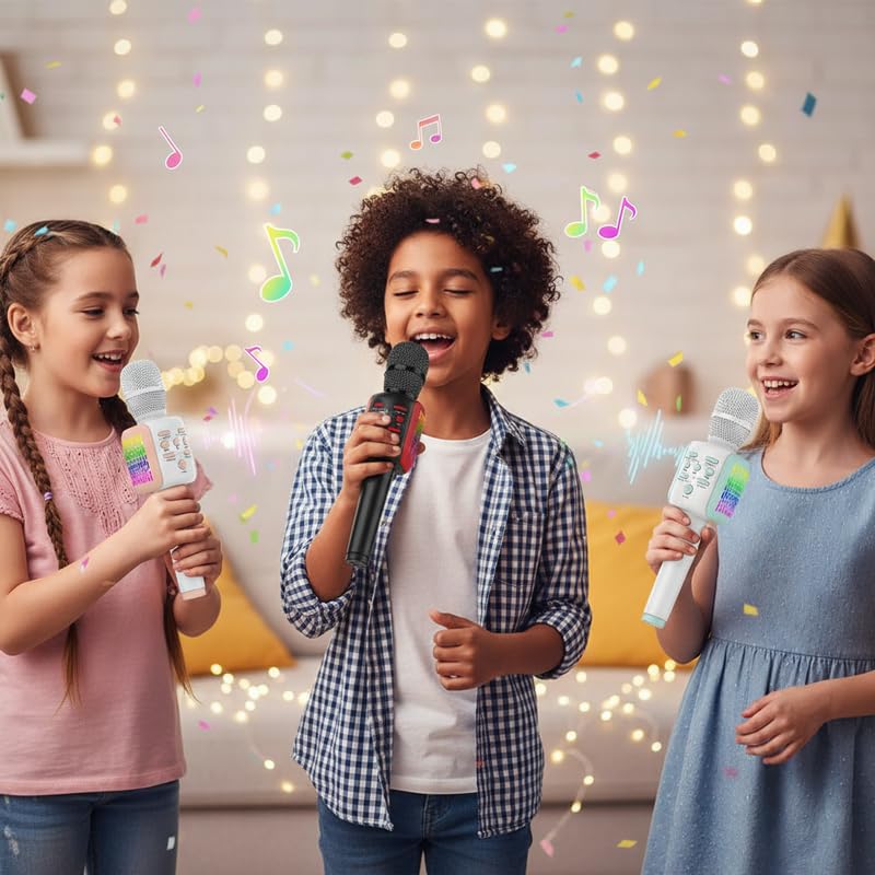 Image of VIL Wireless with LED RGB Light Mic Speaker Handheld Mike Karaoke Mic Music Player Singing Recorder KTV Microphone Wireless (Mike Pink)