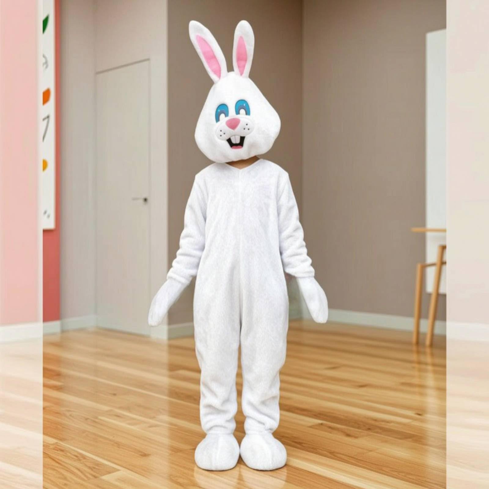 Baoblaze Costume da Coniglio Bambini Tuta Travestimento Maschera Coprimani in Poliestere Peluche con Apertura Centrale Facile da Indossare Adatto per Recite