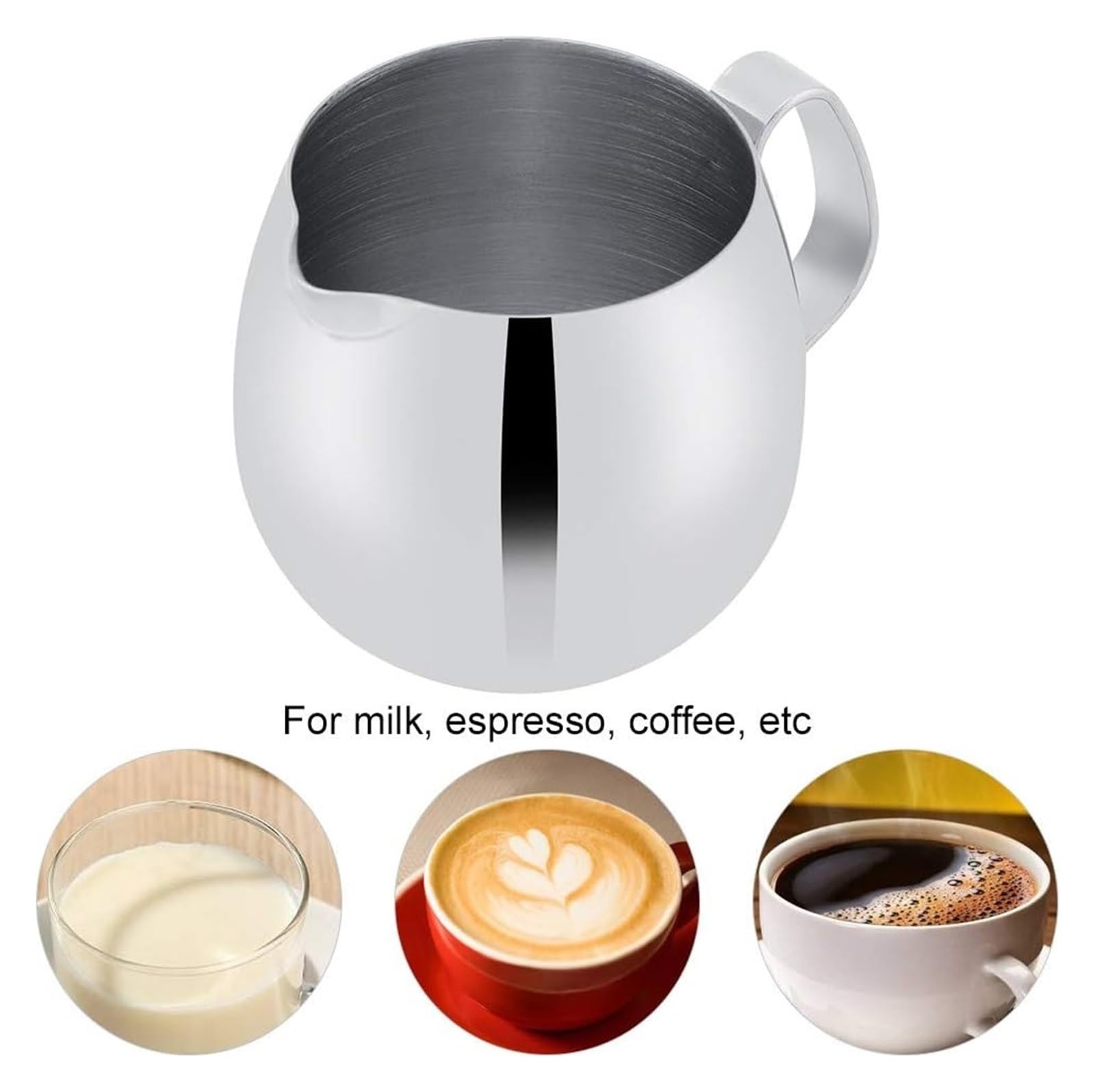 Jarra for espumar leche de acero inoxidable 10oz con boquilla 300ml, Compatible Latte Art, jarra humeante, accesorios for café(300ml-silver)