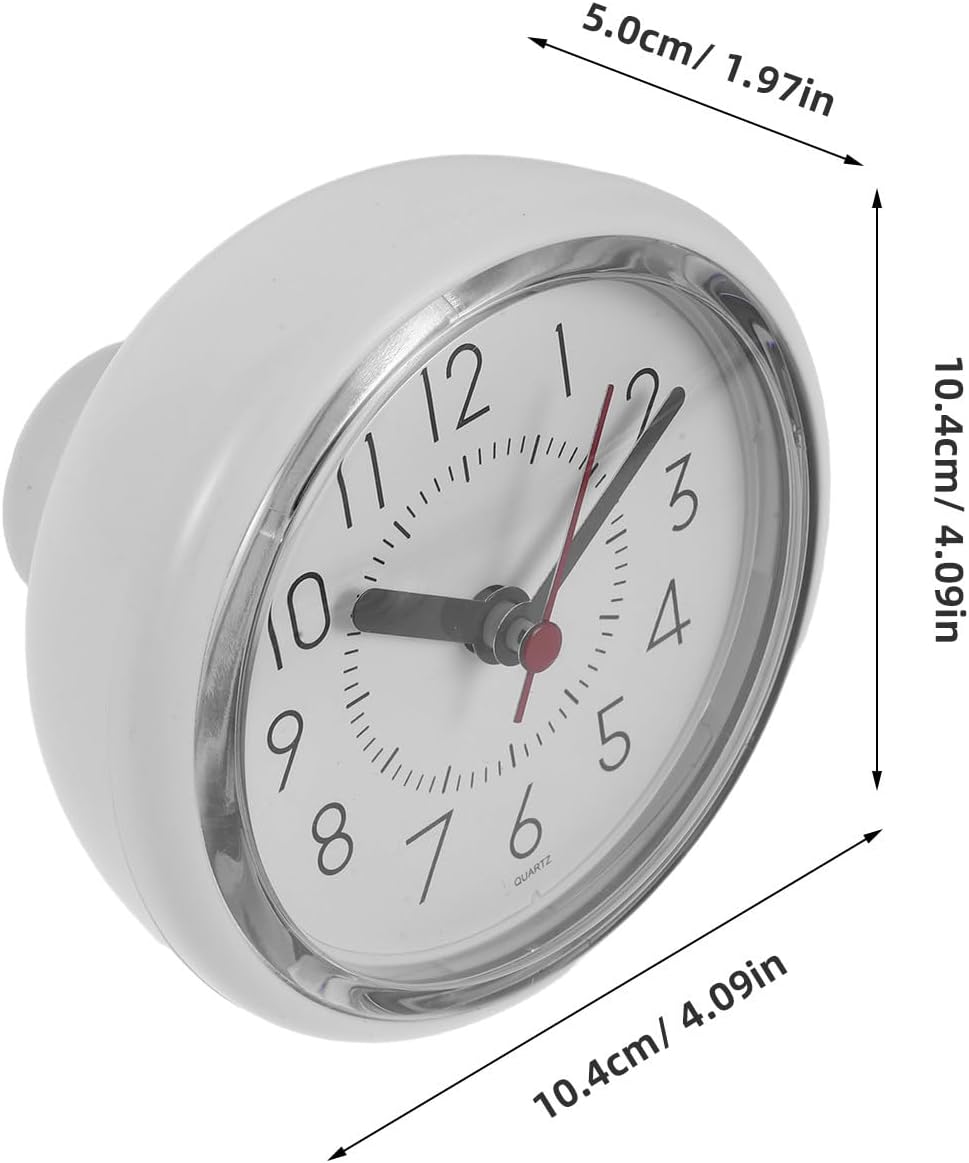 Waterproof Bathroom Shower Clock: 4.1in Round Clock with Suction Cup - Wall Mount Timepiece for Seniors Bedroom Kitchen Bath Decor Without Battery