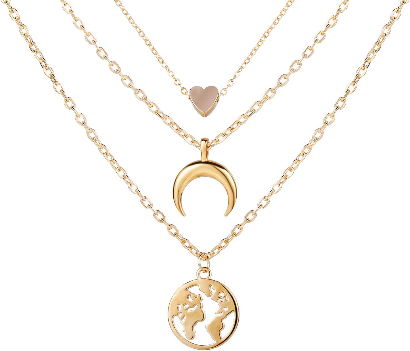 Shining Diva Fashion Latest Multilayer Western Neckpiece Neck Chain Necklace for Women and Girls, golden (12245np)