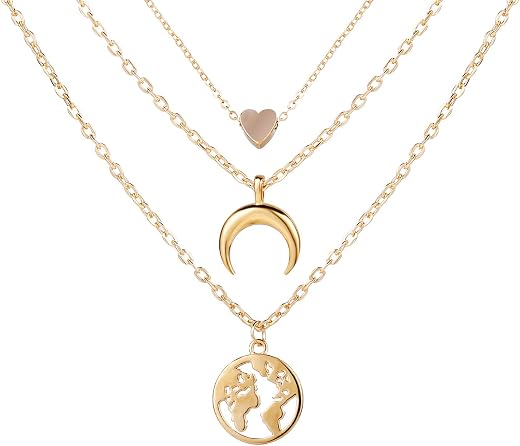 Shining Diva Fashion Latest Multilayer Western Neckpiece Neck Chain Necklace for Women and Girls, Golden (12245np)