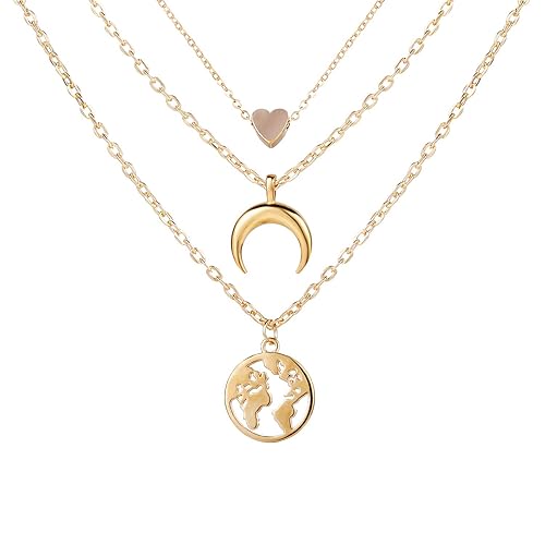 Shining Diva Fashion Latest Multilayer Western Neckpiece Neck Chain Necklace for Women and Girls, Golden (12245np)