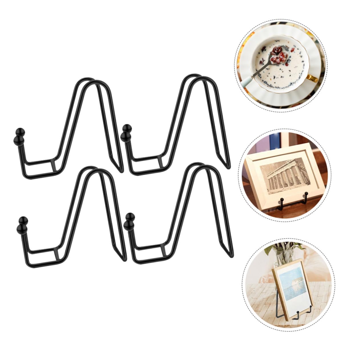 MAGICLULU 3 Set Portapiatti Etichetta Cavalletto Cremagliera Display in Piedi Supporto Forniture per La Casa Supporti per Foto da Esporre Portafoto per Tavoli Black Ferro da Stiro 4 Pezzi*3