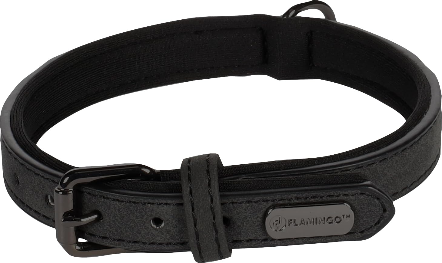 Flamingo Dog Collar With neoprene Delu Black S 29-35cm 15mm