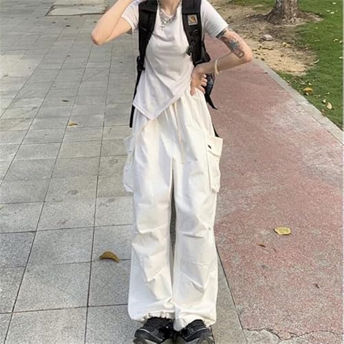 Y2K Low Waist Cargo Baggy Pants Drawstring Wide Leg Pockets Trousers Harajuku Streetwear For 90S Girls Sweatpants #TOP1