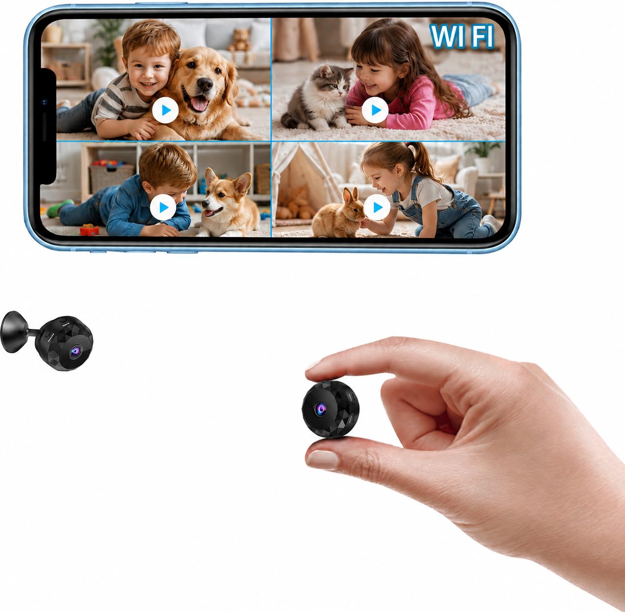 Mini Camara Espia Oculta HD WiFi Camaras de Vigilancia sin Cables Camara Seguridad Vigilancia Cámara Espía para Ver En El Movil Interior Spy CAM con Detección de Movimiento (Black)