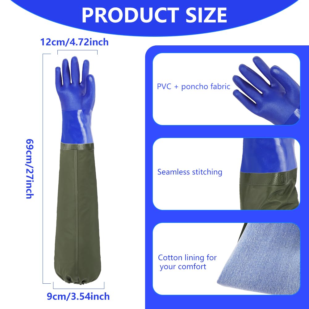 Protection Bras Jardinage Gants De Nettoyage Longs 70cm - Imperméables, Antidérapants - Pour Étang, Pêche, Bricolage Et Agriculture Gants Imperméables Nettoyage
