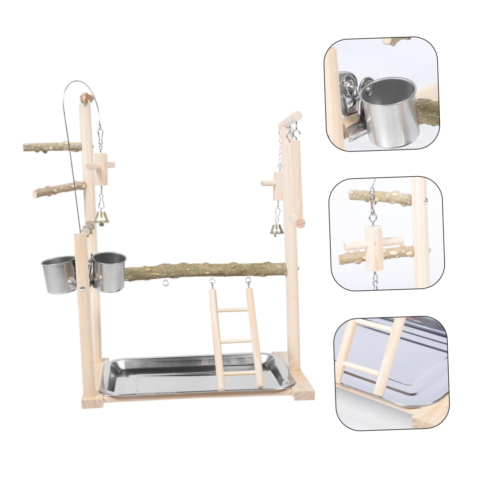 Toddmomy Plataforma de Percha de Madera para Loros Escalera y Columpio, Estante de Entrenamiento para Pájaros, Complementos para Aves, Soporte para Percha de Loro, para Decoración de Jaula