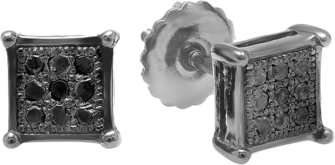 Black Diamond Iced Out Stud Earrings for Men