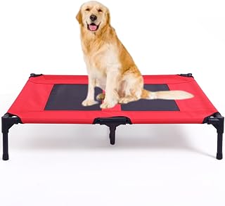 Breathable Pet Bed, Cooling Loft Bed, Foldable Non-Stick Fur Anti-Bite Net Portable, Suitable for Indoor and Outdoor Use (91x76x16CM)