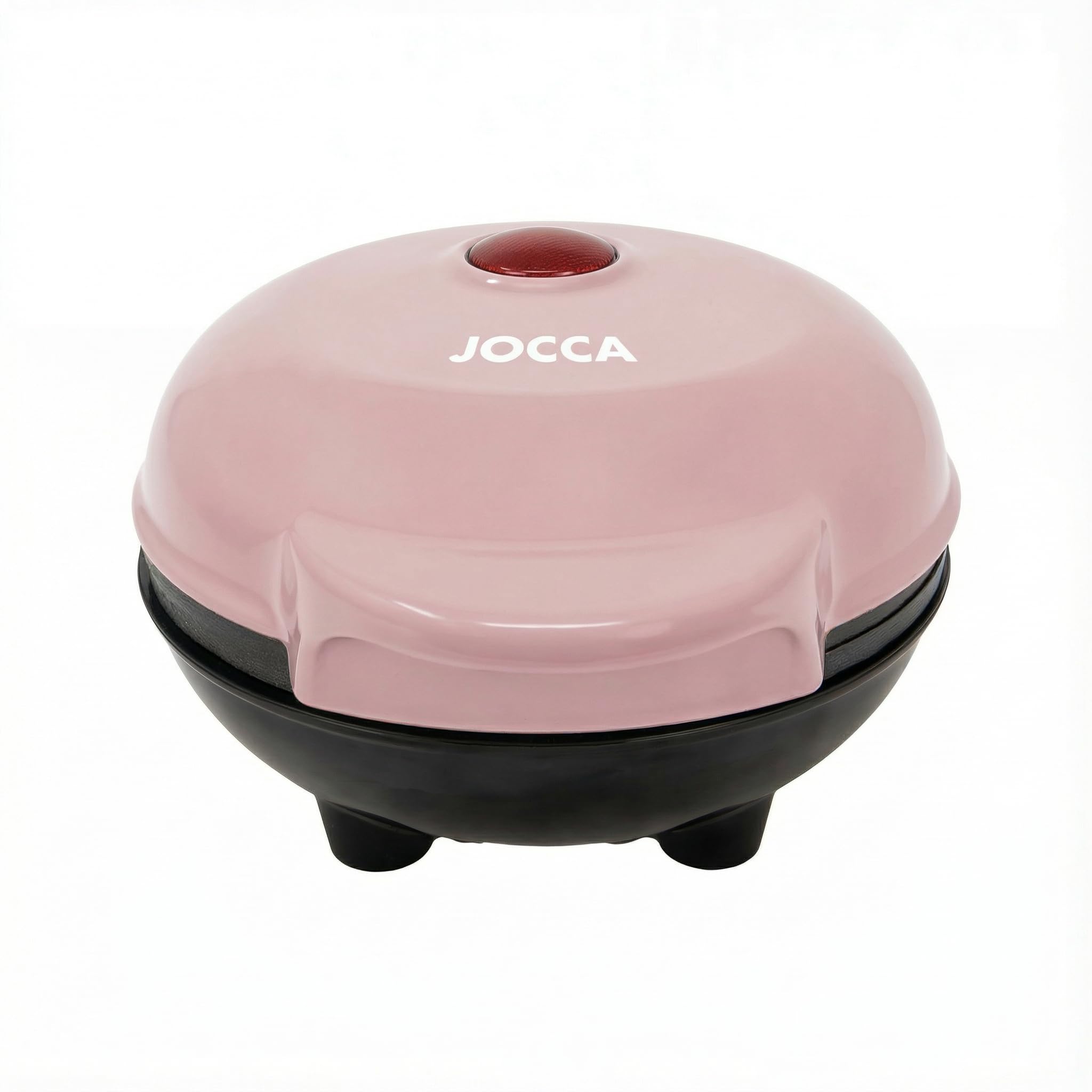 Jocca - Gofrera Redonda - Placas Antiadherentes - 500 W - Diámetro 12 cm - Rosa
