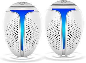 Ultrasonic Pest Control Device, Set of 2, Electronic Rat Control, High Frequency, Automatic Adjustment, Rat Control, Ultrasonic Cockroach Repellent, Bat Repellent, Pest Control, Outlet Type