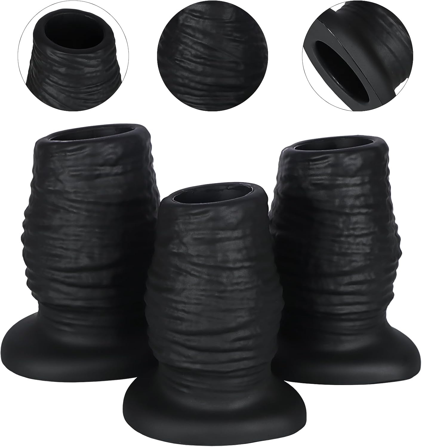 Liquid Silicone Tunnel Anal Butt Plugs Black Hollow Realistic Anal Plug