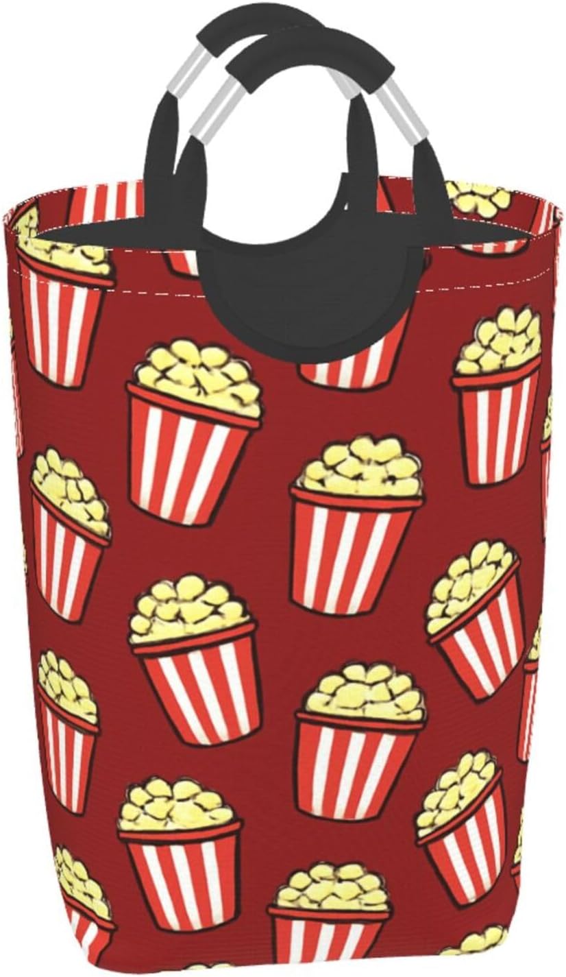 50l Laundry Basket Cute Popcorn Pattern Waterproof Laundry Hamper Foldable Clothes Laundry Bag With Handles