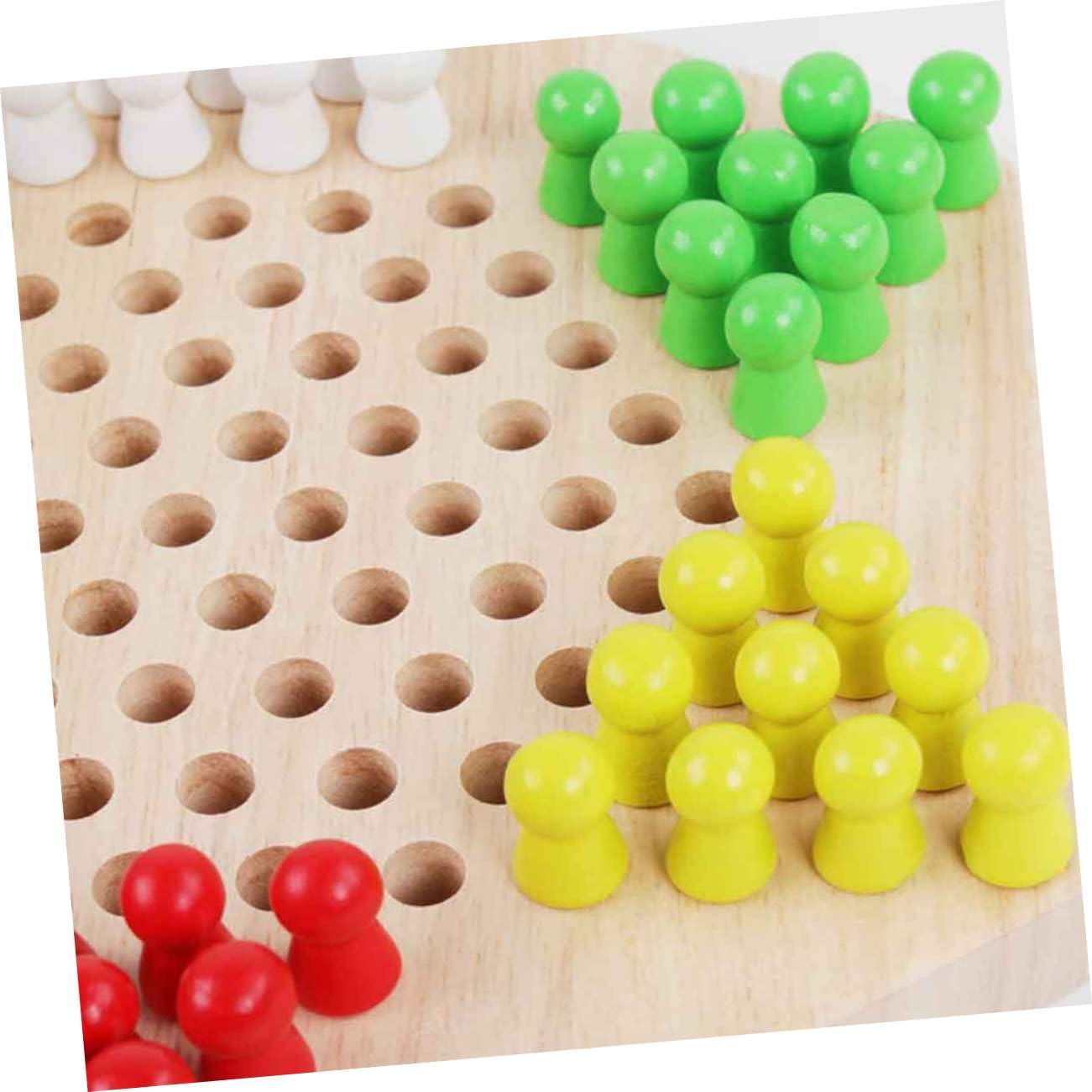 Dames Hexagonales en Bois 1 Pièce, Jeu pour Garçon et Filles et Adultes