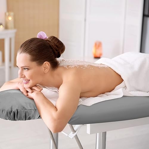 Miniatura 6 de Preboun Juego de 6 sábanas de microfibra para mesa de masaje, juego de sábanas de spa de 3 piezas, funda gris para mesa de masaje, incluye sábana