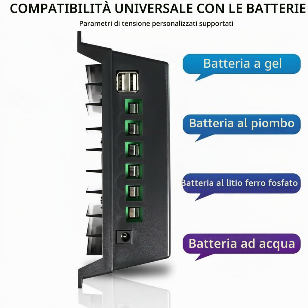 Caricabatterie MPPT da 100 A, controller batteria solare 100 A, 12/24/36/48 VBlei-batteria e batteria al litio, display LCD, design impermeabile