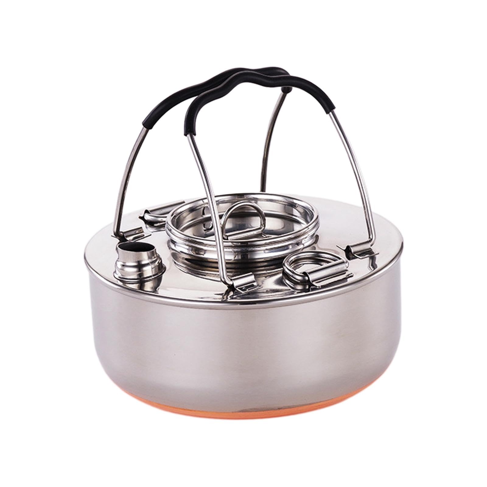 F Fityle Bouilloire Extérieure Camping Pot Inoxydable Bouilloire Transportable Résistance Couvercle Pratique Convient Cuisine Barbecue Camping Pêche