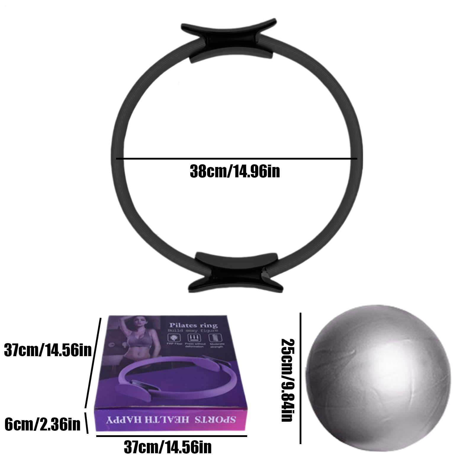 Set Di Anelli Per Pilates, Kit Da 10 Pezzi Per Pilates Da Donna, Kit Per Allenamento A Casa, Anello Per Yoga, Anello E Palla Per Pilates, Fascia Elastica Di Resistenza, Tappetini Per Yoga, Per