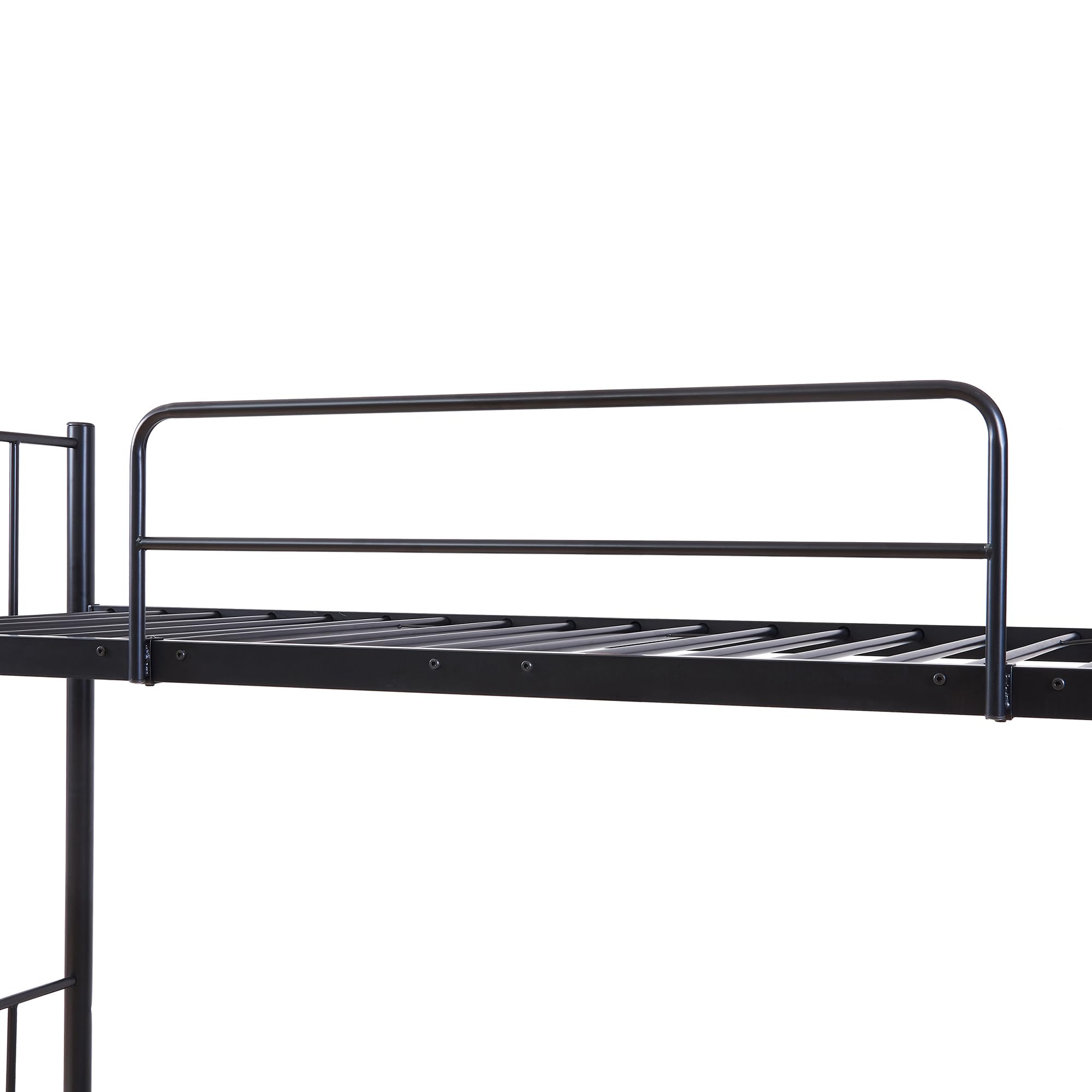 [en.casa] Letto a Castello a 2 Posti con Materassi a Schiuma Fredda 90x200 cm Struttura in Acciaio Scaletta e Sponda Barriera Anticaduta per Cameretta Ospiti Casa Vacanza - Nero