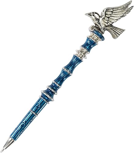 Miniatura 6 de The Noble Collection Harry Potter Ravenclaw - Bolígrafo chapado en plata, 8 pulgadas (8.3 in) rematado con la mascota Raven House de Ravenclaw, con