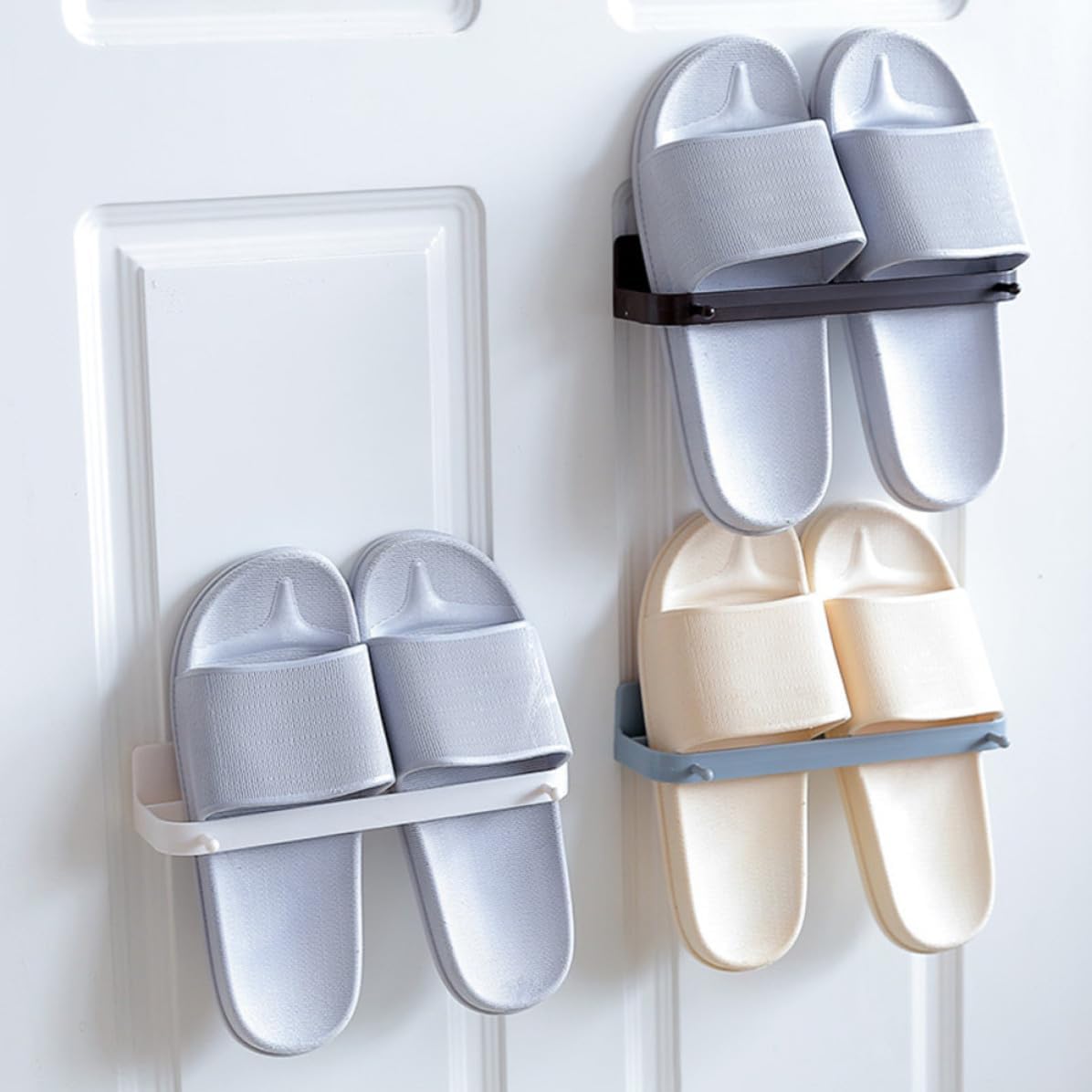 Wall Mounted Shoes Rack Plastic Organizer with Sticky Hanging Strips